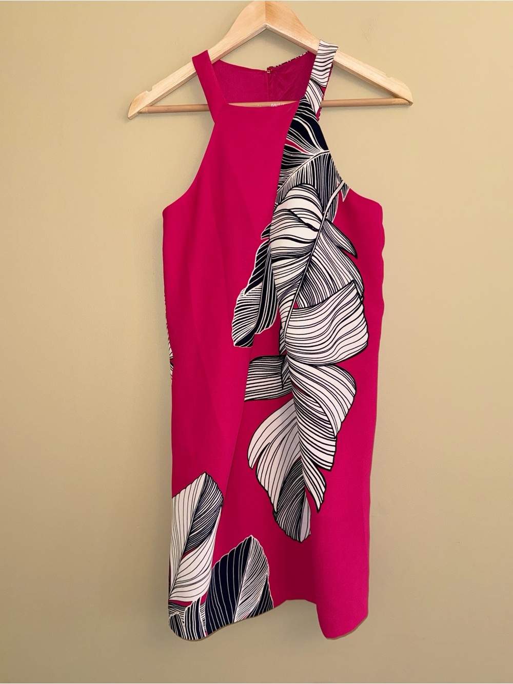 Trina Turk Asymmetrical Midi Dress Sz 2 Pink Blue Resort Vacation Euro Chic